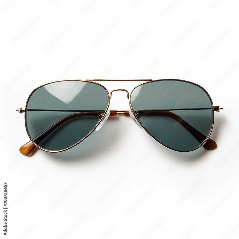 New stylish aviator sunglasses isolated on white, AI Generative. New stylish aviator sunglasses isolated on white, AI Generative.