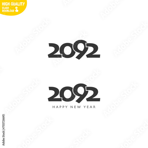 Creative Happy New Year 2092 Logo Design