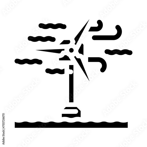 offshore wind turbine glyph icon vector. offshore wind turbine sign. isolated symbol illustration