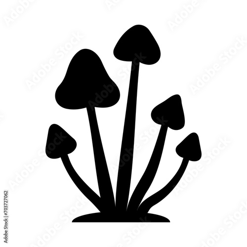 Mushrooms Silhouette Illustration On Isolated Background