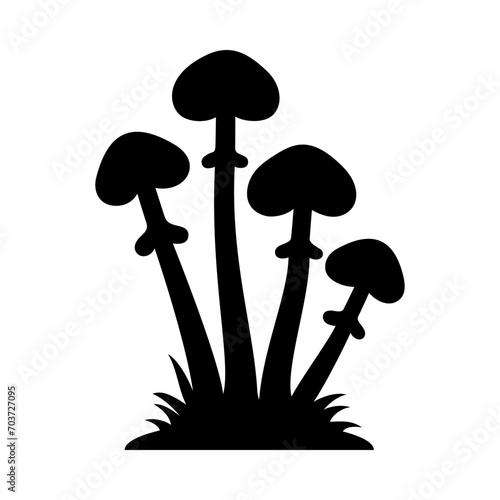 Mushrooms Silhouette Illustration On Isolated Background