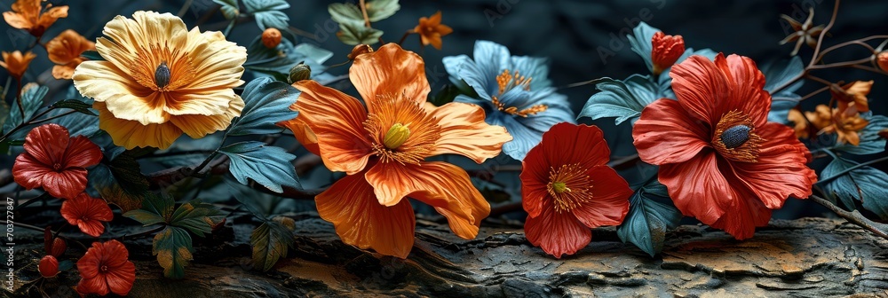 Brocade Fabric Texture Painted Pattern Flowers, Banner Image For Website, Background, Desktop Wallpaper