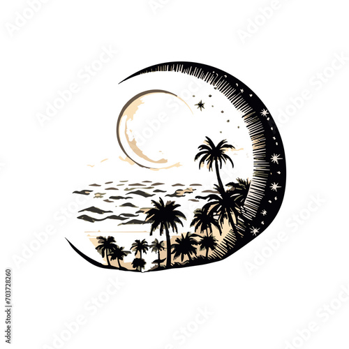 Moon svg, moon png, summer clipart, clipart, moon illustration, palm, tree, beach, tropical, vector, summer, illustration, island, silhouette, sea, sun, nature, travel, ocean, sunset, design, sky, lan