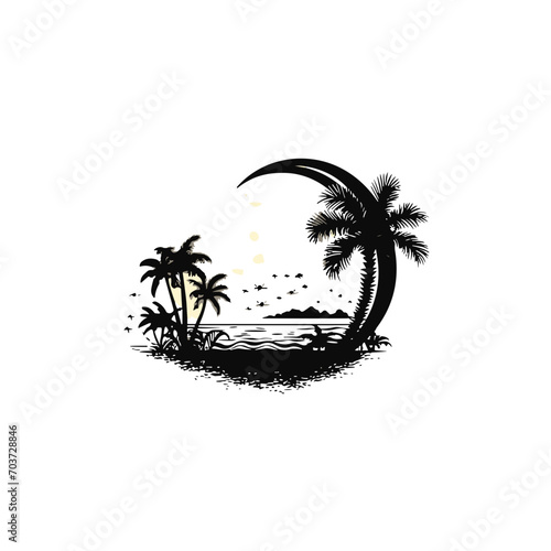 Moon svg, moon png, summer clipart, clipart, moon illustration, palm, tree, beach, tropical, vector, summer, illustration, island, silhouette, sea, sun, nature, travel, ocean, sunset, design, sky, lan