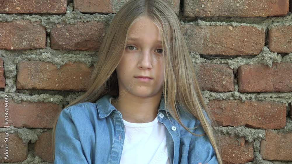 Sad Face Kid Unhappy Child, Thoughtful Bullied Teenager Girl in Park, Children Expression Sadness, Adolescents Depression Portrait Sad Face Kid Unhappy Child, Thoughtful Bullied Teenager Girl in Park, Children Expression Sadness, Adolescents Depression Portrait