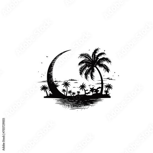 Moon svg, moon png, summer clipart, clipart, moon illustration, palm, tree, beach, tropical, vector, summer, illustration, island, silhouette, sea, sun, nature, travel, ocean, sunset, design, sky, lan