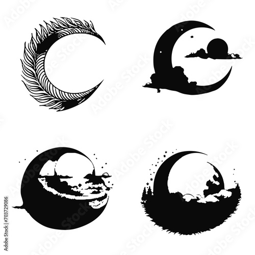 Moon svg, moon png, summer clipart, clipart, moon illustration, palm, tree, beach, tropical, vector, summer, illustration, island, silhouette, sea, sun, nature, travel, ocean, sunset, design, sky, lan