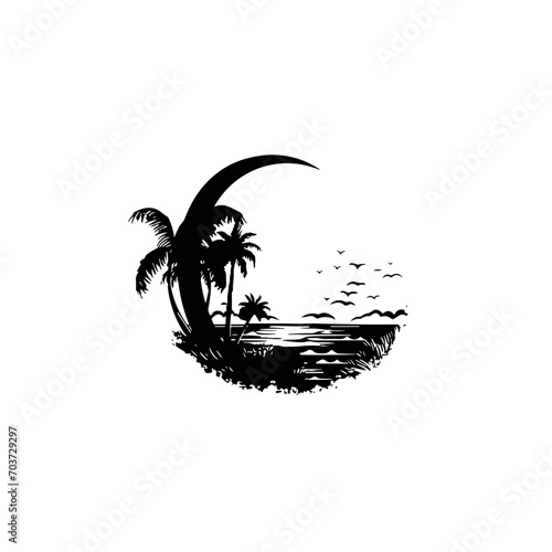 Moon svg, moon png, summer clipart, clipart, moon illustration, palm, tree, beach, tropical, vector, summer, illustration, island, silhouette, sea, sun, nature, travel, ocean, sunset, design, sky, lan