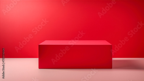 red podium on a red background with a shadow © Ula