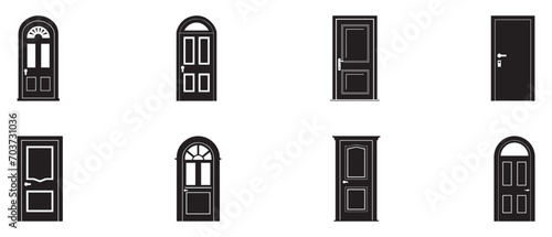 Door house icon set image vector illustration design black and white silhouette style.