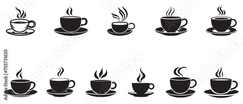 Coffee cup icon set isolated on white background. Vector illustration. photo