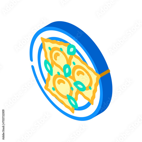 ravioli pasta italian cuisine isometric icon vector. ravioli pasta italian cuisine sign. isolated symbol illustration
