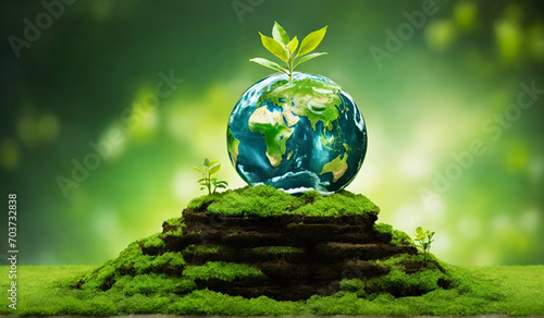 Fototapeta Naklejka Na Ścianę i Meble -  green planet earth on the grass