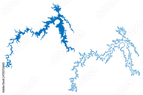 Serra da Mesa Lake (Federative Republic of Brazil) map vector illustration, scribble sketch Reservoir Sao Felix dam map