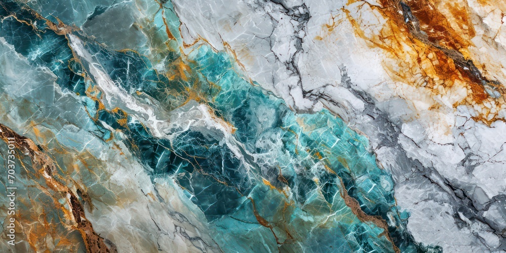 Texture resembling marble granite with a light sky-blue and light amber white with green pattern.