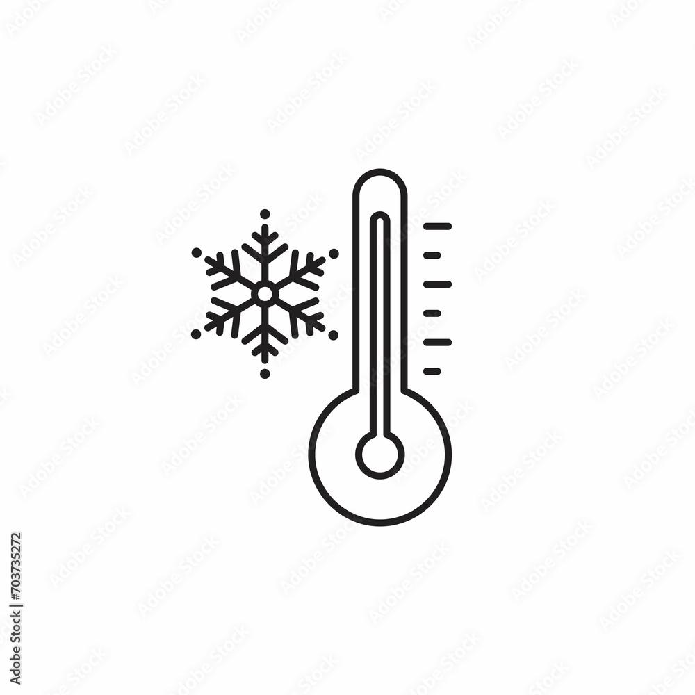 Icon of a thermometer with a snowflake. Cold weather. Icon of a thermometer with a snowflake. Cold weather.