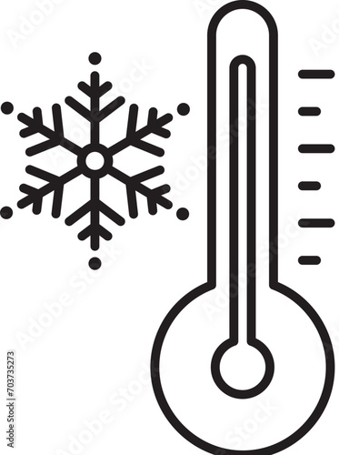 Icon of a thermometer with a snowflake. Cold weather.