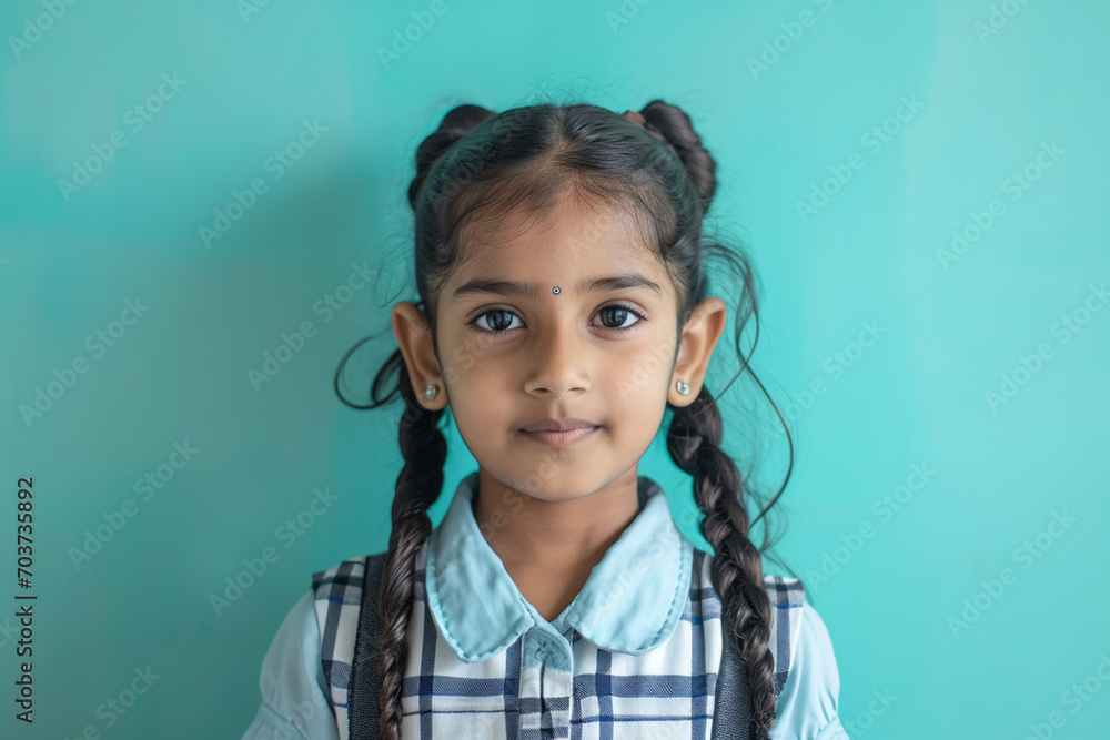 Young Indian school kid isolated on colour background Young Indian school kid isolated on colour background