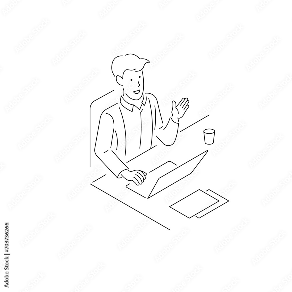 A man is sitting and explaining work at a meeting. A man is sitting and explaining work at a meeting.