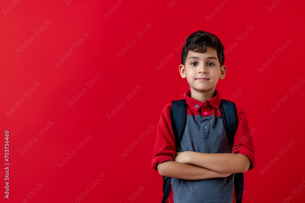 School kid isolated on color background School kid isolated on color background