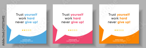 3D bubble testimonial banner, quote, infographic. Social media post template designs for quotes. Empty speech bubbles, quote bubbles and text box. Vector Illustration EPS10.