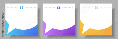 3D bubble testimonial banner, quote, infographic. Social media post template designs for quotes. Empty speech bubbles, quote bubbles and text box. Vector Illustration EPS10.