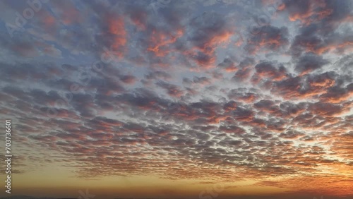 Altocumulus Perlucidus or Stratocumulus Perlucidus Cloud in evening ,Thailand. photo