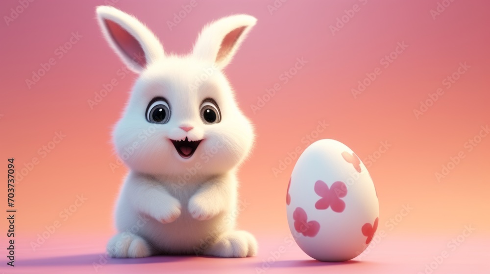 Adorable easter bunny with a single vibrant easter egg – festive concept for a joyful easter celebration
