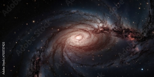 A view from space to a spiral galaxy and stars. Universe filled with stars, nebula and galaxy. Elements of this image furnished by NASA.