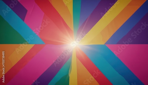  a multicolored background with the sun shining through the center of the rainbow - colored rectangle  with the sun shining through the center of the rainbow - colored rectangle.