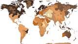 Map of the world with deserted or arid areas. Climate change