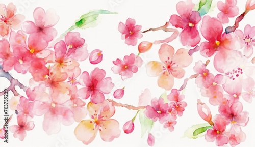 decoration Spring flower Watercolor cherry background © Anamul Hasan
