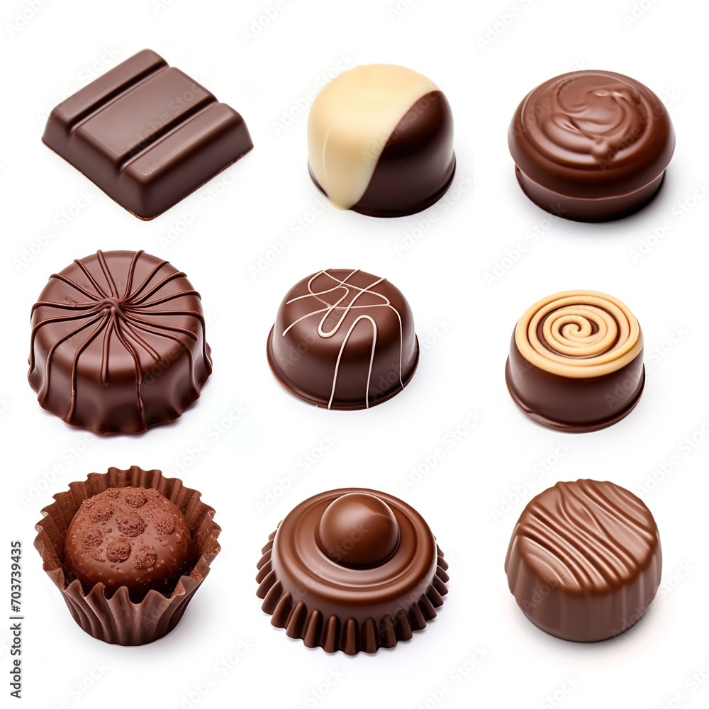 A variety of delicious chocolates A variety of delicious chocolates