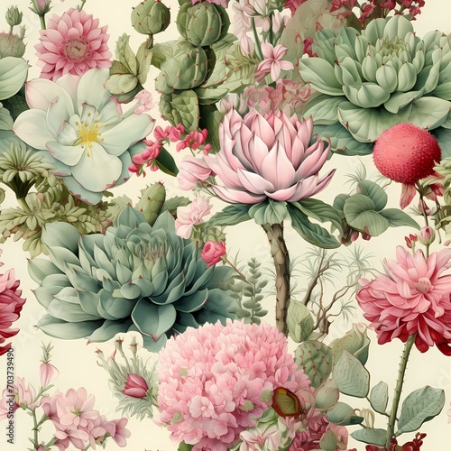 background with botanical in nineteenth century style