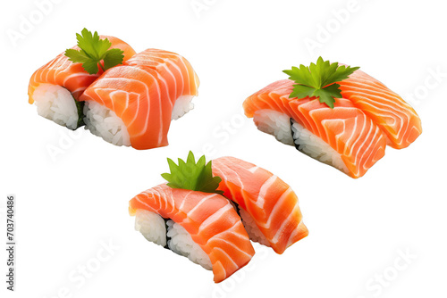 3 sushi salmon soft smooth lighting