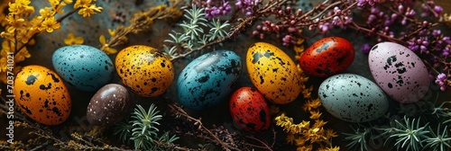 Flat Lay Still Life Colored Easter, Banner Image For Website, Background, Desktop Wallpaper