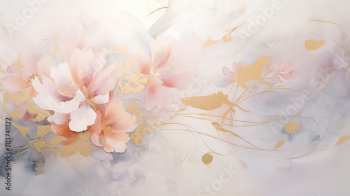 An elegant abstract floral pattern with subtle textures and light, airy colors, conveying a sense of delicacy and grace Ai Generative photo