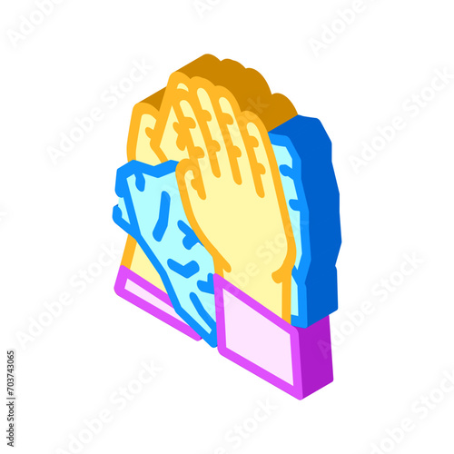 hand wiping with paper towel isometric icon vector. hand wiping with paper towel sign. isolated symbol illustration