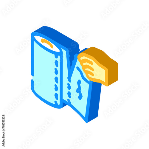 hand tearing paper towel isometric icon vector. hand tearing paper towel sign. isolated symbol illustration