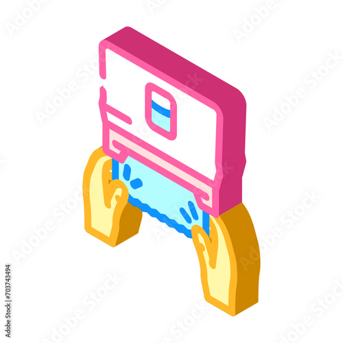 paper cut towel hand isometric icon vector. paper cut towel hand sign. isolated symbol illustration