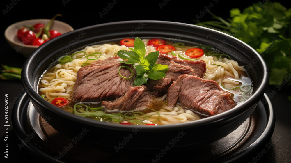 tasty asian classic soup with noodles and meat tasty asian classic soup with noodles and meat