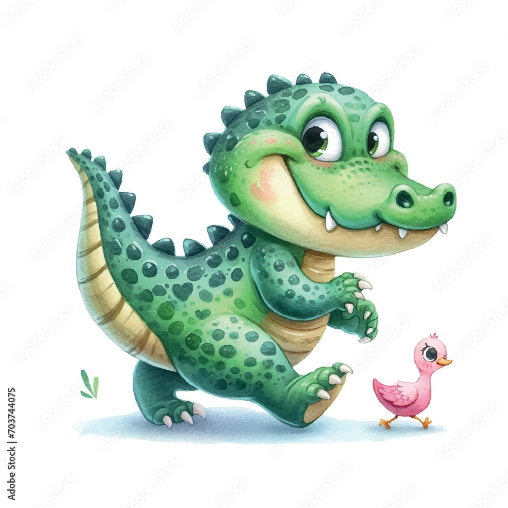 cute crocodile. watercolor illustration of a crocodile on a white background. animals.funny animals cute crocodile. watercolor illustration of a crocodile on a white background. animals.funny animals