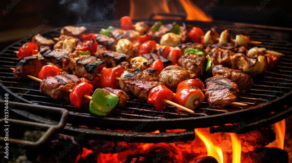 Grill Perfection: Savory Delights as Meat and Vegetables Cook to Perfection