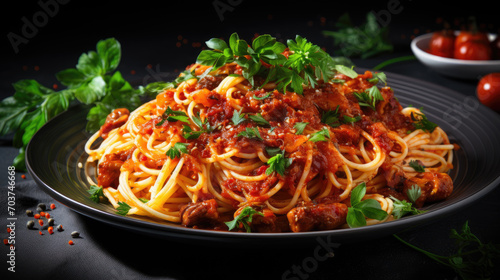 Italian spaghetti on plate