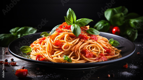 Italian spaghetti on plate