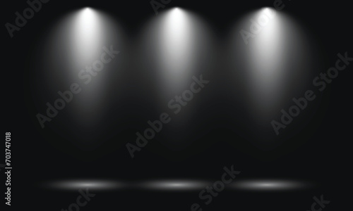 black background design of wall with spotlights