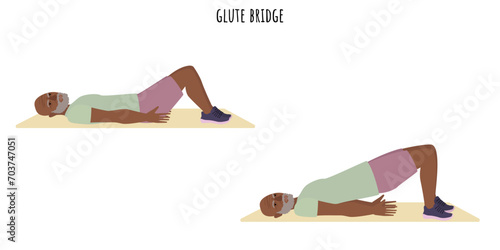 Senior man doing glute bridge exercise