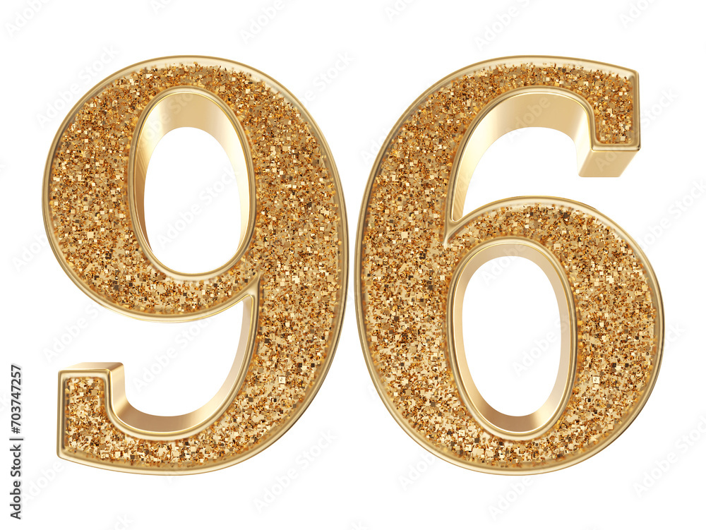 Gold 3d Number 96 luxury render