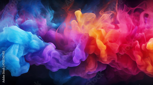 Abstract Neon Atmosphere: Colorful Fog in Panoramic Perspective