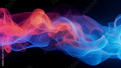 Vibrant Neon Mist  Panoramic View on a Black Background